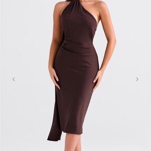 House of CB One Shoulder Brown Dress